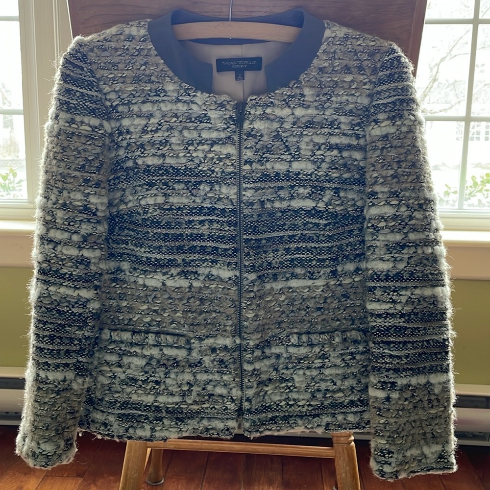 Waverly  Grey Tweed Jacket Size 2 Made in USA